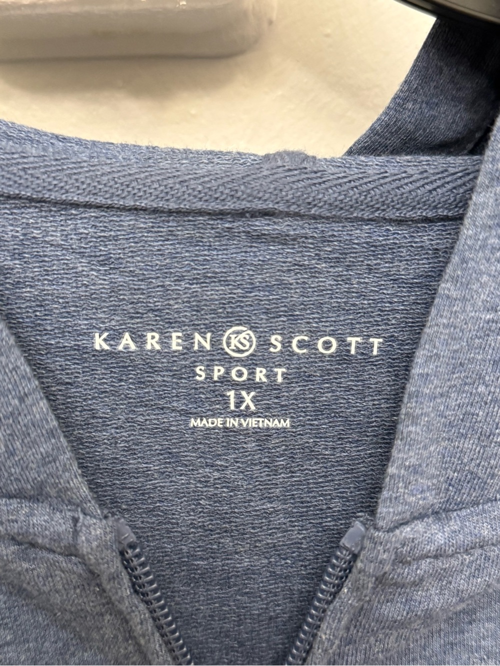 Karen Scott Heather Blue Full-Zip Hooded Jacket Plus Size 1X - Picture 3 of 9